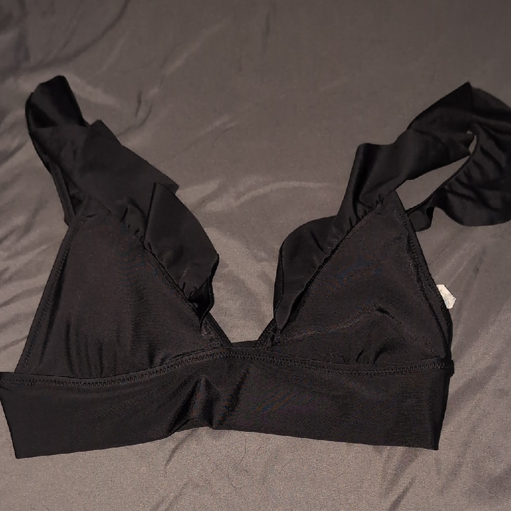 Black Fringe Swim Top